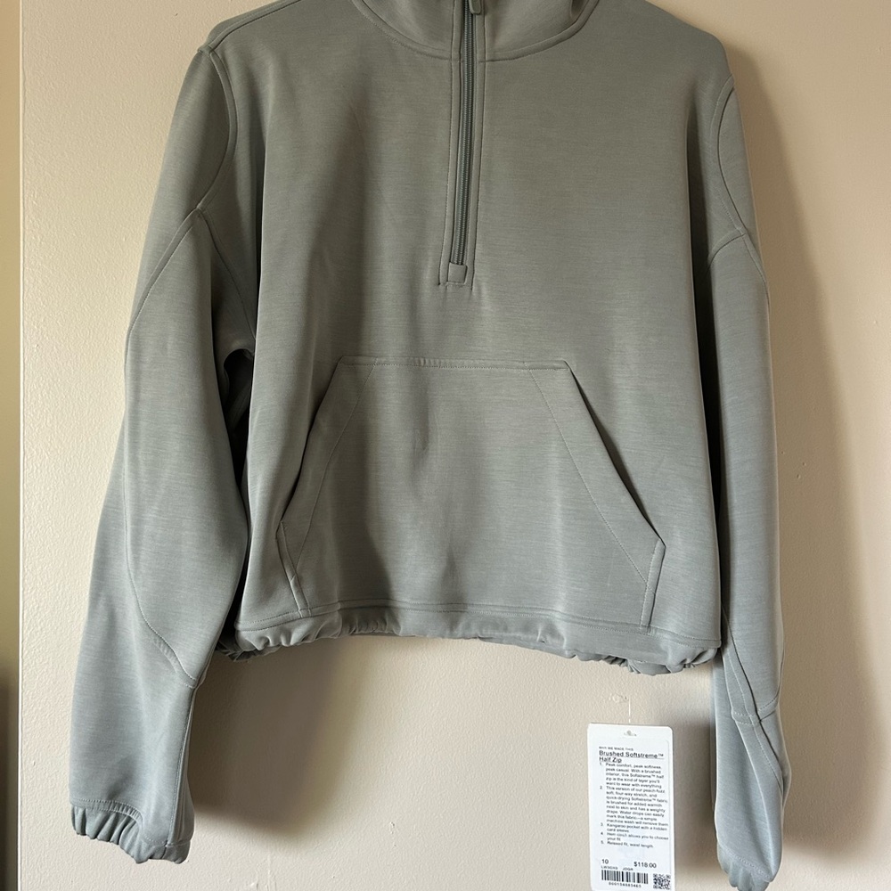 NWT Lululemon Brushed Softstreme Sage Half Zip